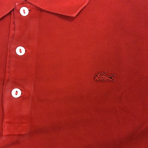 Lacoste 6 Polo T-shirt Red Vintage Washed Button 100% Cotton Excellent Condition - Picture 5 of 10